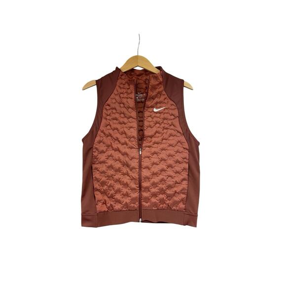 Nike Aeroloft Gilet Womens Medium Brick Red Down Fill Running Vest Body Warmer - Picture 1 of 7